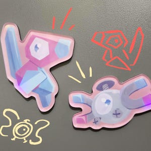 PokeMagnets - Magnemite & Porygon Holographic Acrylic Fridge Magnets