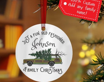 Personalisierte Weihnachtsferien Ornament: Benutzerdefiniertes Familienname Urlaubsandenken