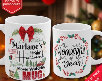 Christmas Hallmark Movie Mug 11 Unzen - die schönste Zeit des Jahres, personalisierte Tasse für Urlaubsfilmliebhaber, Kakaotasse, Geschenk für