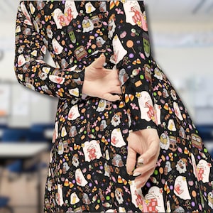 Halloween Lehrerin Kleid: Gruseliges Geister-Outfit, langes Ärmelkostüm