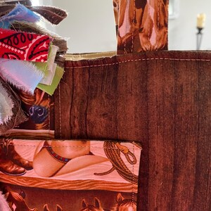 Handmade Western Horse Print Tote Bag: Cowboy Boots & Rustic Bow image 8