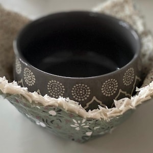 Reversible Bowl Cozy – Frayed Edge Rustic Style, 100% Cotton Kitchen Essential-Great Gift Idea