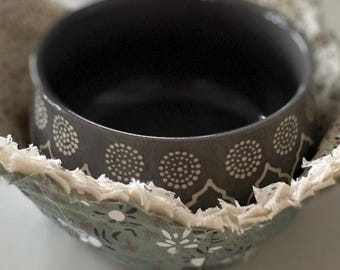 Reversible Bowl Cozy – Frayed Edge Rustic Style, 100% Cotton Kitchen Essential