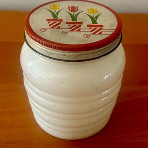 Fire King Milk Glass Jar - Vintage