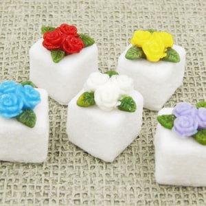 SC11-003 Hulet Glass Rose Bouquet Glass Sugar Cube - Assorted Colors