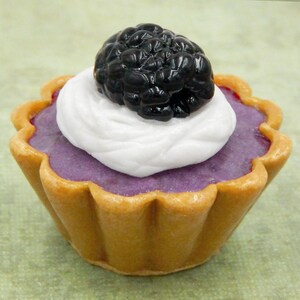 31-110 Collectible Art Glass Blackberry Tartlet Glass treat topped with large glass blackberry for summer decor and table/counter accent