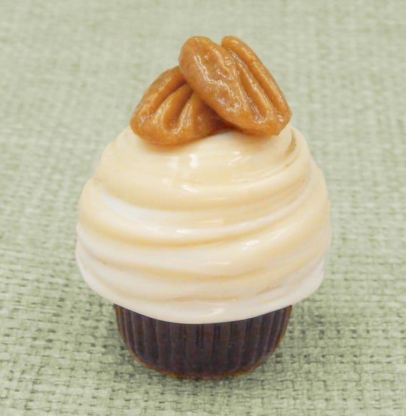 Collectible Pecan Mini Cupcake Truffle | Handcrafted Miniature Dessert | Fall Food Decor | Foodie/ Chef Gift