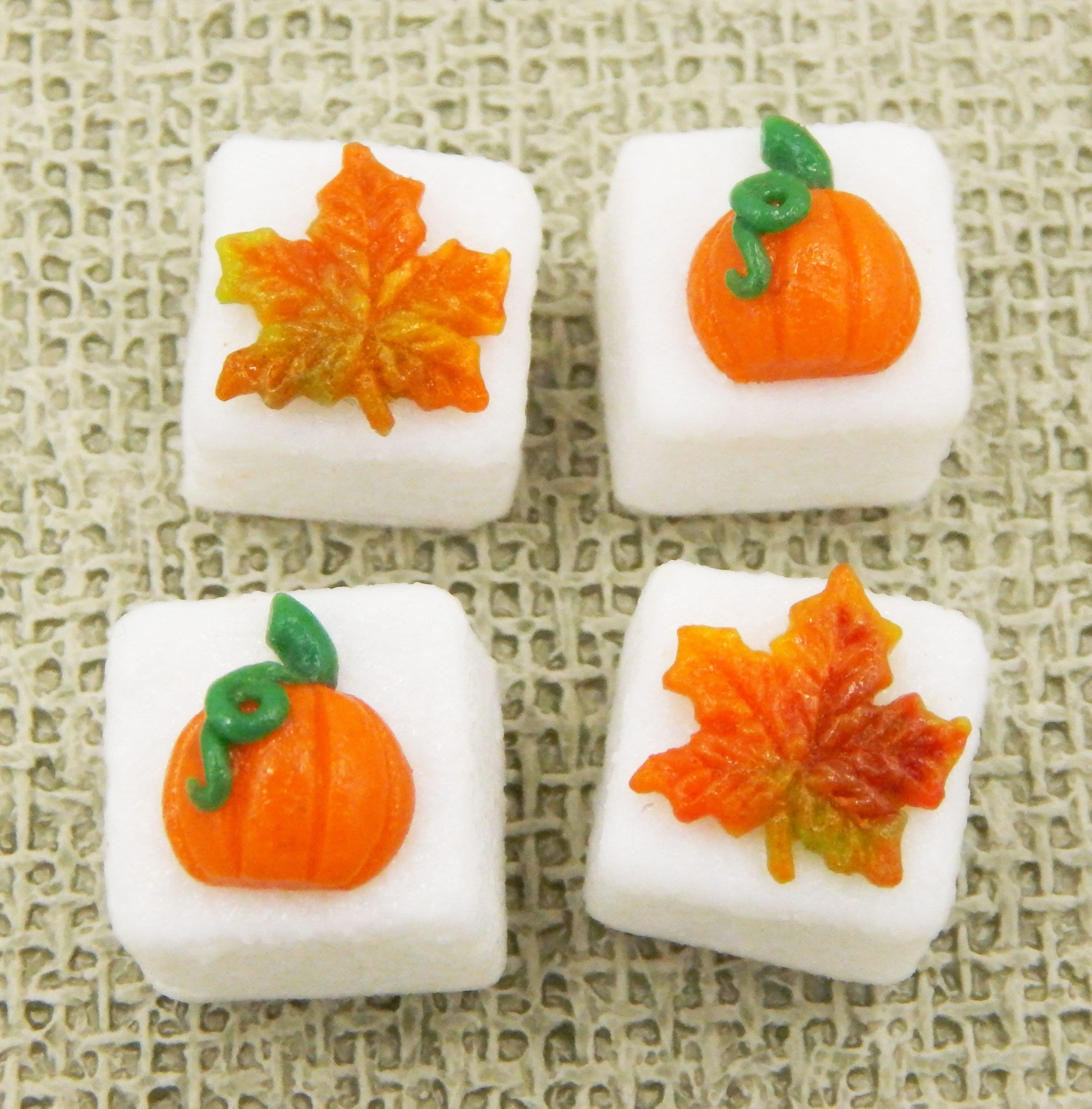 Handcrafted Fall Decorative Glass Sugar Cube - Collectible Teacup Display