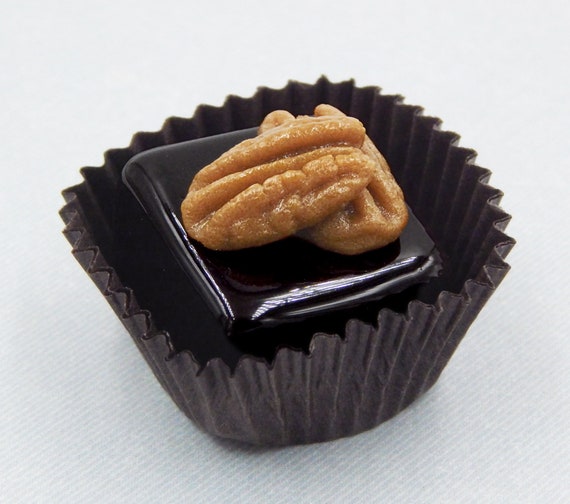 Collectible Art Chocolate Candy with Pecans By Hulet Glass