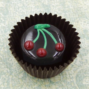 19-011C Collectible Art Glass Cherries by Hulet Glass, Glass Chocolate Mini Paperweight, Home Accent, Glass Sculpture, Table Top Ornament