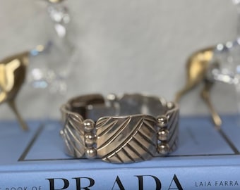 Vintage Modernist Mexico Sterling Silver Panel Bracelet - Heavy Sterling