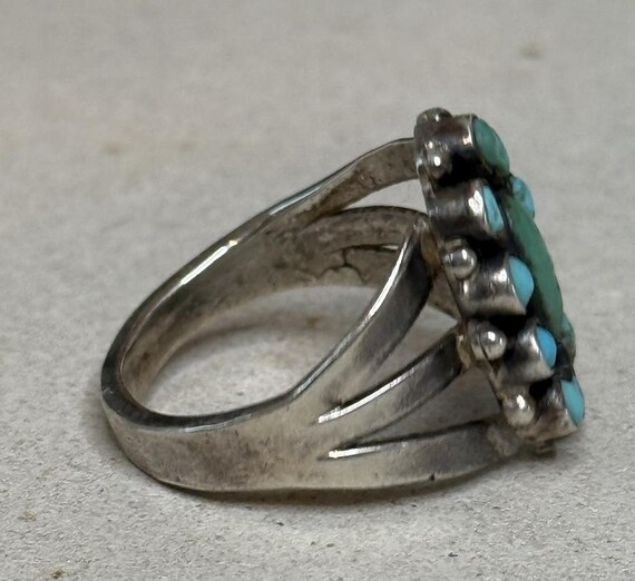 Small Sterling Turquoise Cluster Ring - image 6