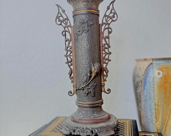 Antique Bronze Japanese Incense Pot: Meiji Period Censer Pot with Openwork Handles