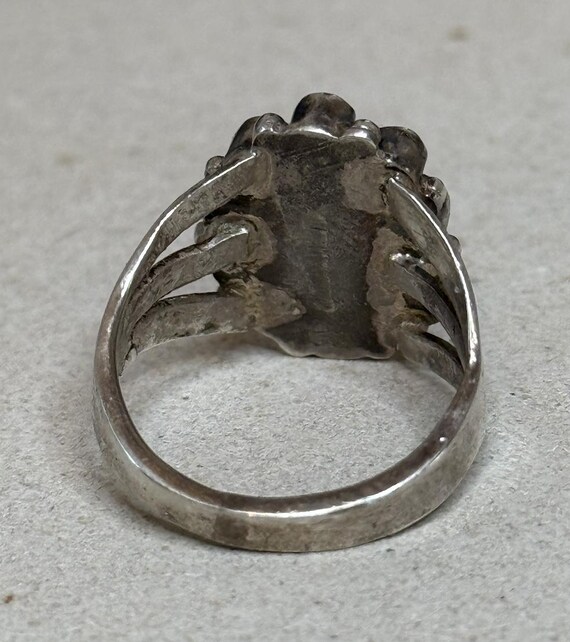 Small Sterling Turquoise Cluster Ring - image 5