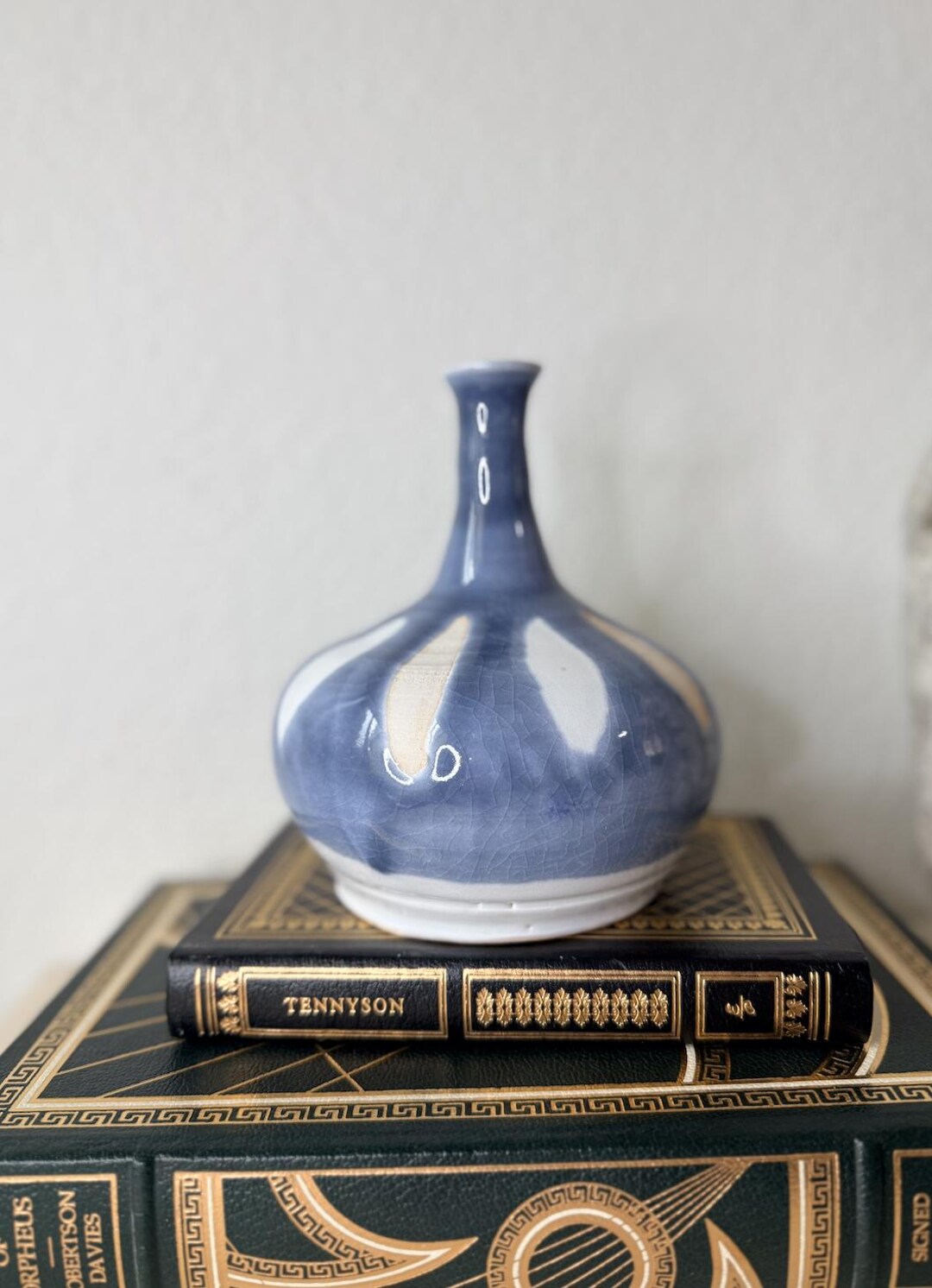 Studio Art Pottery Vase With Blue Crackle Glaze: Vintage Ceramics - Etsy