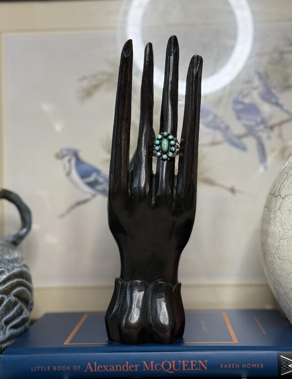 Small Sterling Turquoise Cluster Ring - image 3