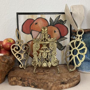 Vintage Solid Brass Trivets - Set of 3