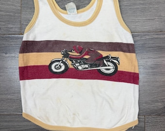 ヴィンテージクラスキッドリミテッド モーターサイクルバイカーリンガータンクトップ サイズ6 ホワイトストライプ