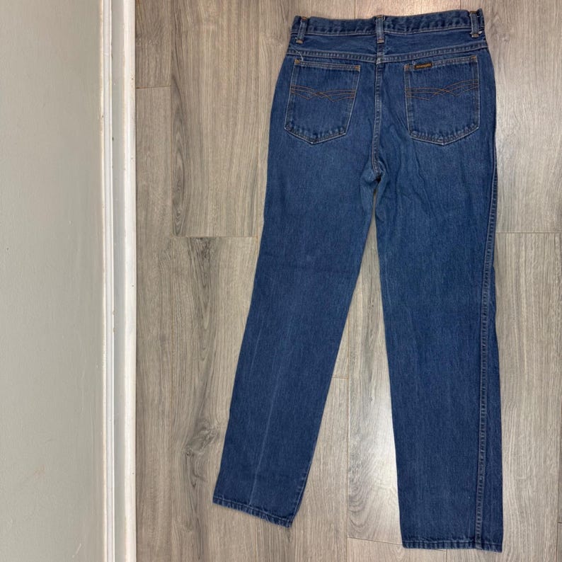 Vintage Wrangler Mens Slim Fit High Rise Blue Denim Jeans 31x31 USA Made 84416 image 9