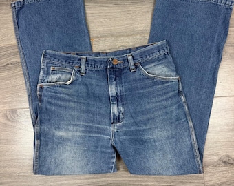 Vintage Wrangler USA Western High Rise Straight Leg Jeans 30x26 Blue Denim