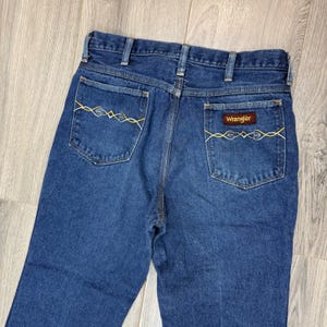 Vintage Wrangler Men's Straight Leg Jeans 29.5x28 Dark Wash USA Made Western image 7
