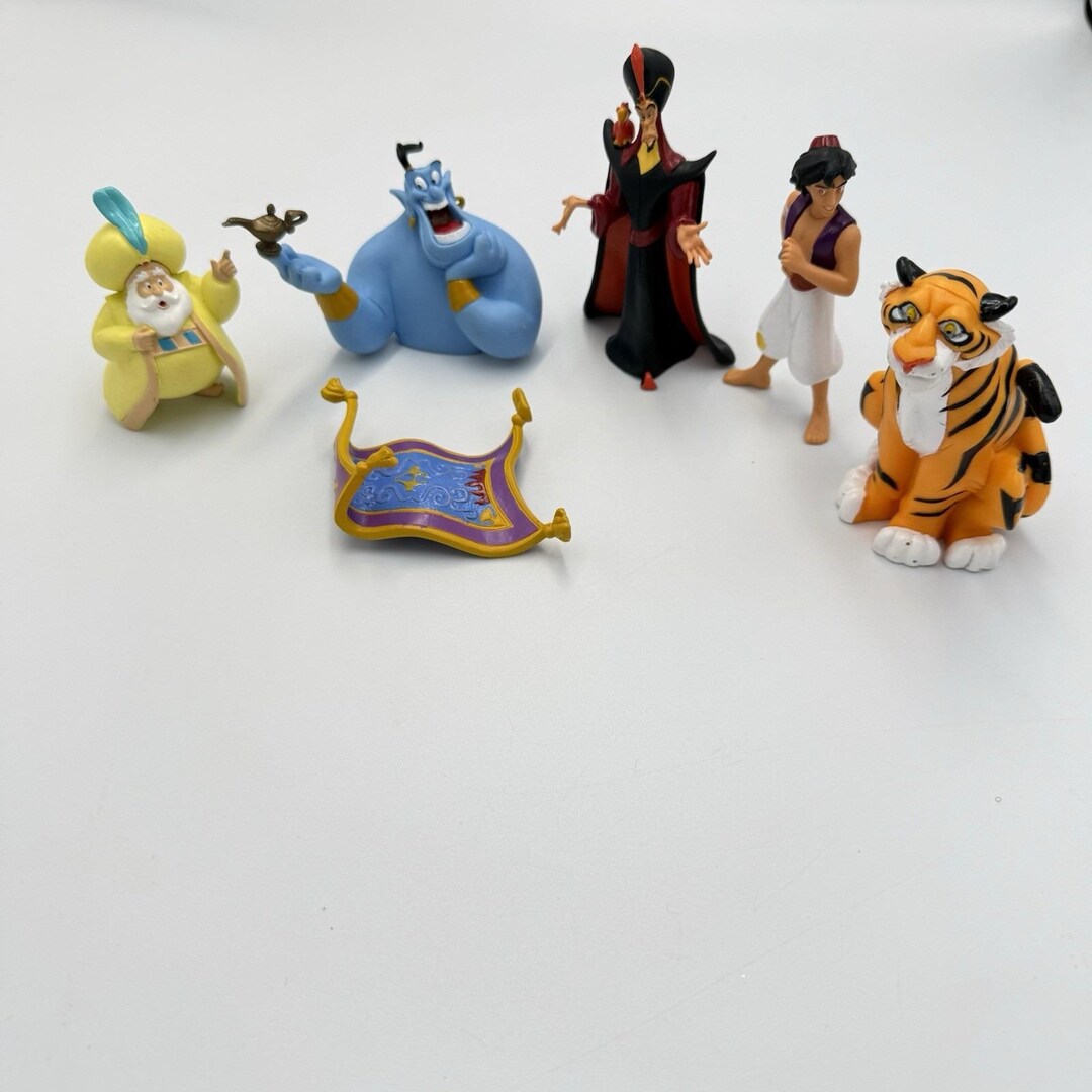 Disney Aladdin PVC Action Figures Cake Toppers Genie Jafar Sultan Rajah ...