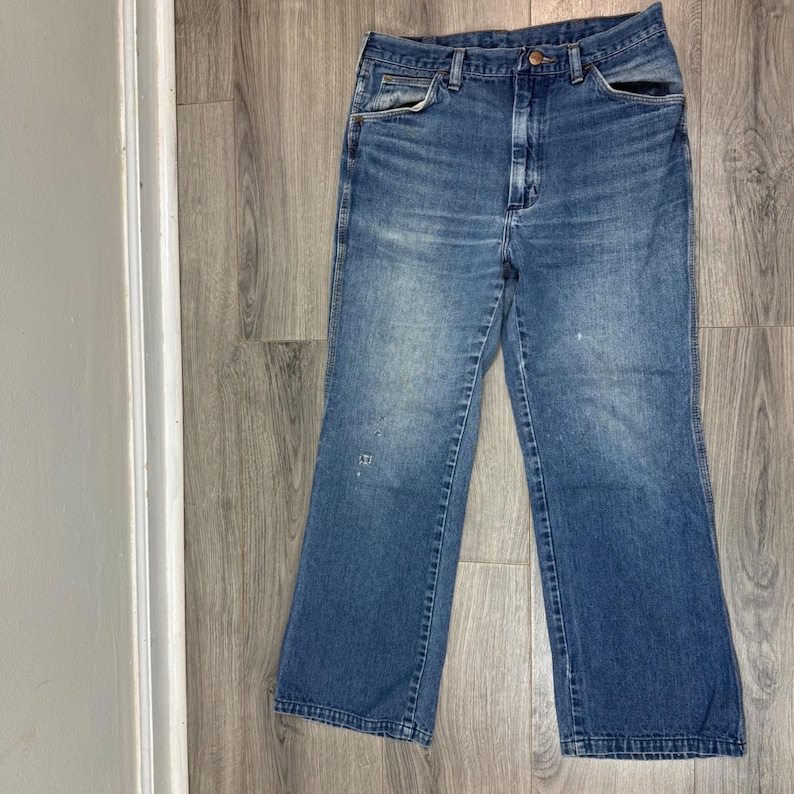 Vintage Wrangler USA Western High Rise Straight Leg Jeans 30x26 Blue Denim image 4
