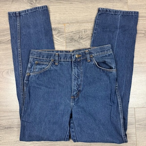 Vintage Wrangler Mens Slim Fit High Rise Blue Denim Jeans 31x31 USA Made 84416 image 1