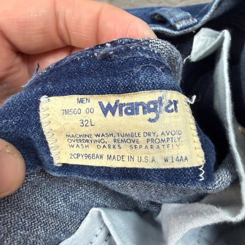 Vintage Wrangler Men's Straight Leg Jeans 29.5x28 Dark Wash USA Made Western image 3
