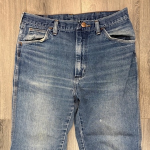 Vintage Wrangler USA Western High Rise Straight Leg Jeans 30x26 Blue Denim image 5