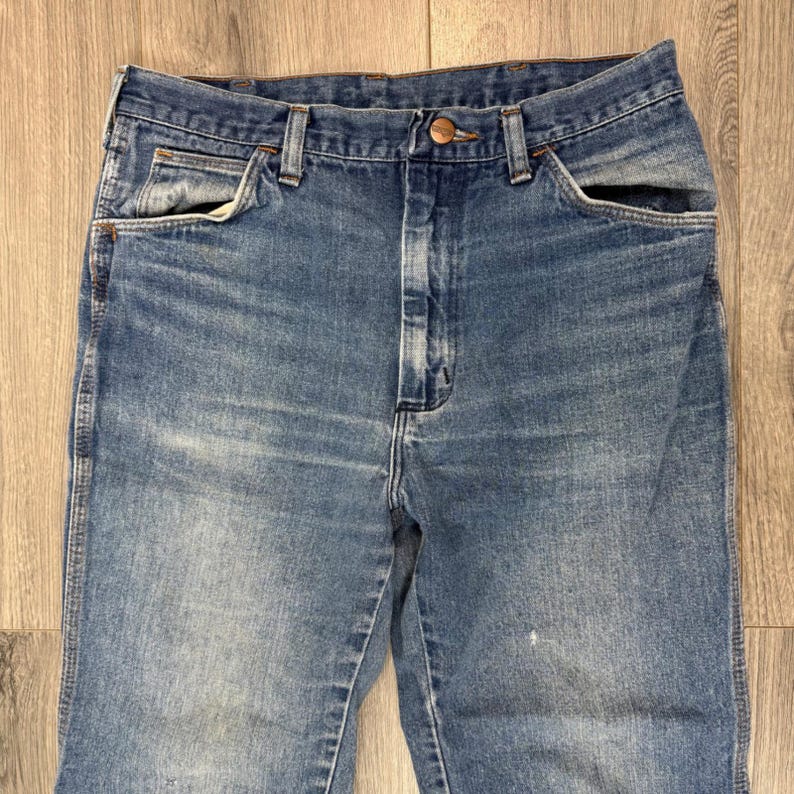 Vintage Wrangler USA Western High Rise Straight Leg Jeans 30x26 Blue Denim image 5