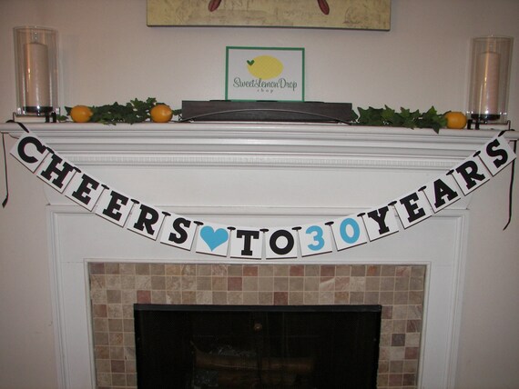 birthday banner decorations decor - CHEERS TO 30 YEARS Banner - Custom Age - 30th 40th 50th 60th 70th - Party Banner - Celebrate Il_570xn
