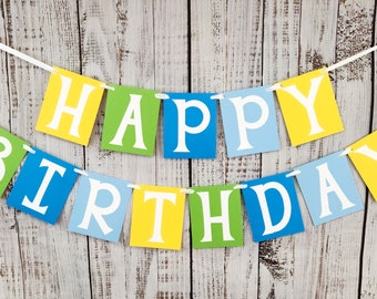Personalized Happy Birthday Banner – Colorful Party Decor (4.25x5.25)
