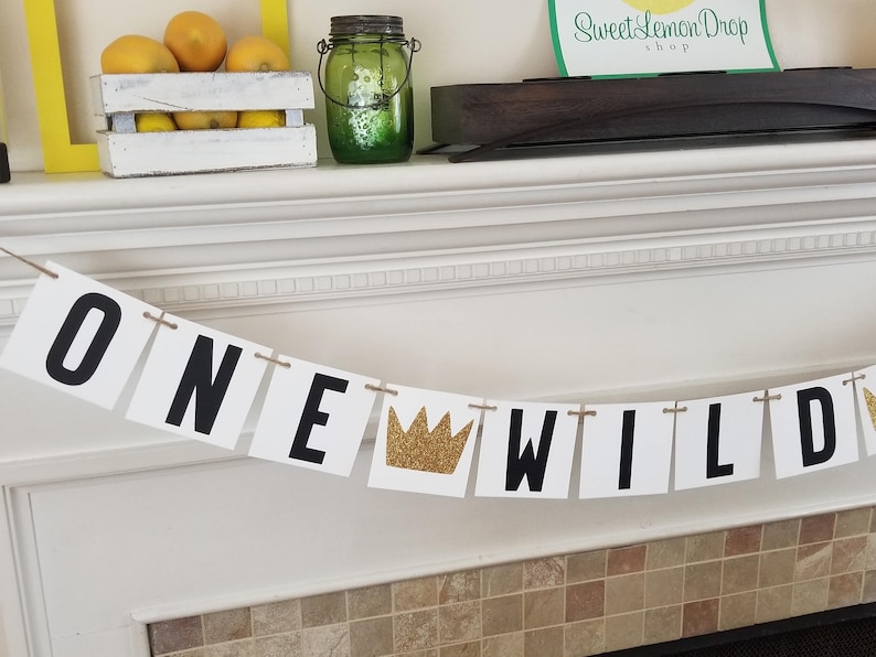 Wild One Banner Birthday ONE WILD YEAR Wild One Decorations Crowns Boy Birthday Where the Wild Things Are Boy Banner image 2