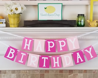 Pink Ombre Birthday Banner – Personalized Party Decorations