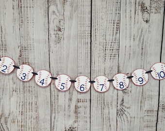 Baseball First Birthday Photo Banner - Rookie Year Party Decor