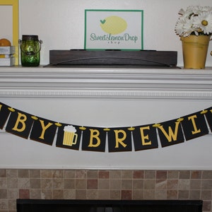 baby shower decorations - BABY BREWING banner - decor - beer mug - brew banner daddy dad diaper
