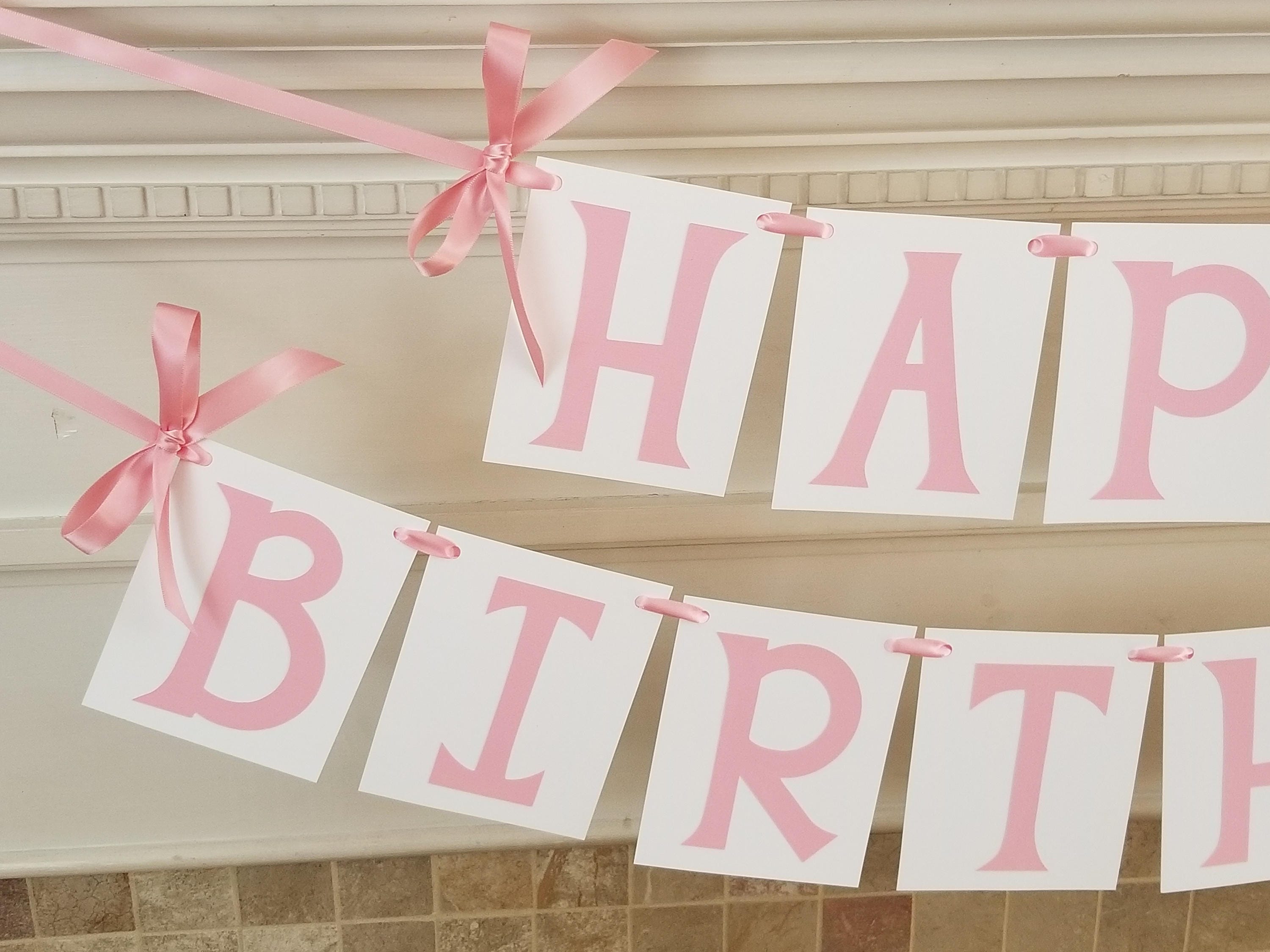 Pink Girl Birthday Banner - Happy Birthday Party Decorations - Decor ...