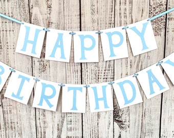 Blue Boy Birthday Banner - Happy Birthday party decorations - decor party first 1st birthday LARGE 4.25x5.25