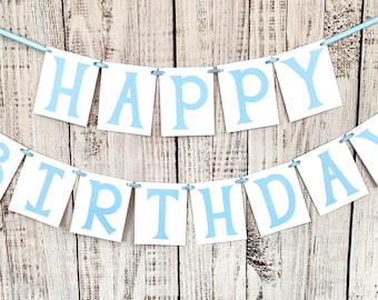 Blue Happy Birthday Banner – First Birthday Party Decoration