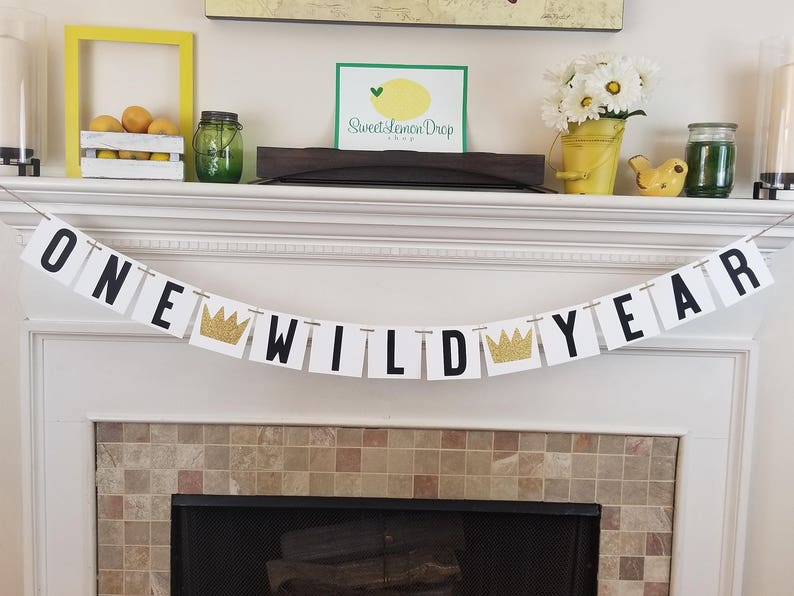 Wild One Banner Birthday ONE WILD YEAR Wild One Decorations Crowns Boy Birthday Where the Wild Things Are Boy Banner image 1