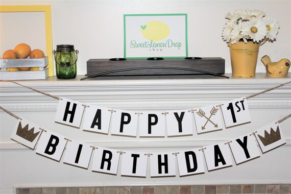Wild One Decor First Birthday Banner Decorations Crown Etsy