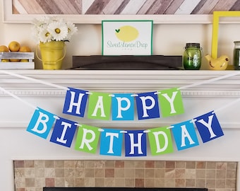 Personalized Birthday Banner – Royal Blue and Lime Green Decor