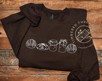 Embroided Sourdough Sweatshirt | Rustic Bread & Starter Line Art | Cottagecore  Crewneck | Homesteader Gift | Baker Aesthetic Shirt