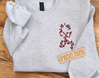 Head & Neck Cancer Embroidered Crewneck, Cancer Gifts, Cancer Awareness T Shirt, Head Cancer Crewneck Heart Ribbon (Original Creator)