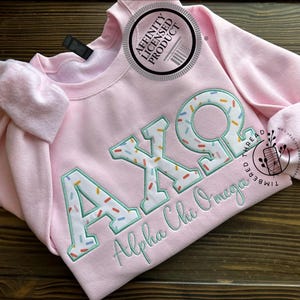 Alpha Chi Omega Applique Sweatshirt, Sprinkle Fabric, Sorority Gift