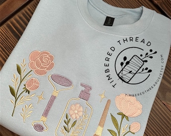 Embroidered Esthetician Sweatshirt, Skincare Embroidered Shirt, Minimalist Spa Crewneck, Aesthetician Gift, Beauty Therapist Top