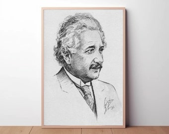 Albert Einstein Portrait Print: Vintage Black and White Photography