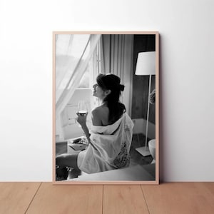 Naked Woman Shoulder Wine Poster Print Photography, black and white, Bedroom Living room Wall Art Décor, Minimalist Housewarming Gift