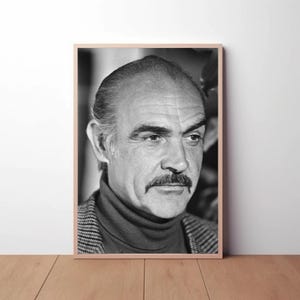 Sean Connery Print, 007 James Bond Poster, Black and White Wall Art, Vintage Photography Home Décor Premium Quality
